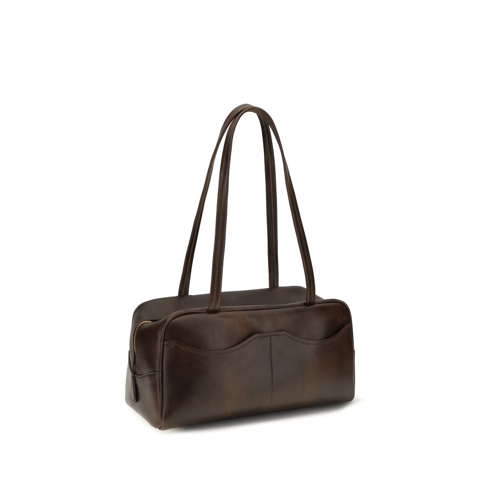 Braune Kalbsleder Bos Taurus Schultertasche