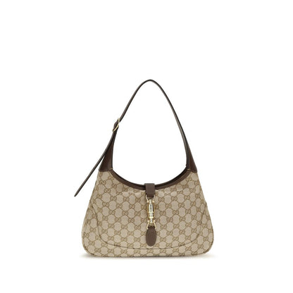 Beige Stoff-Schultertasche