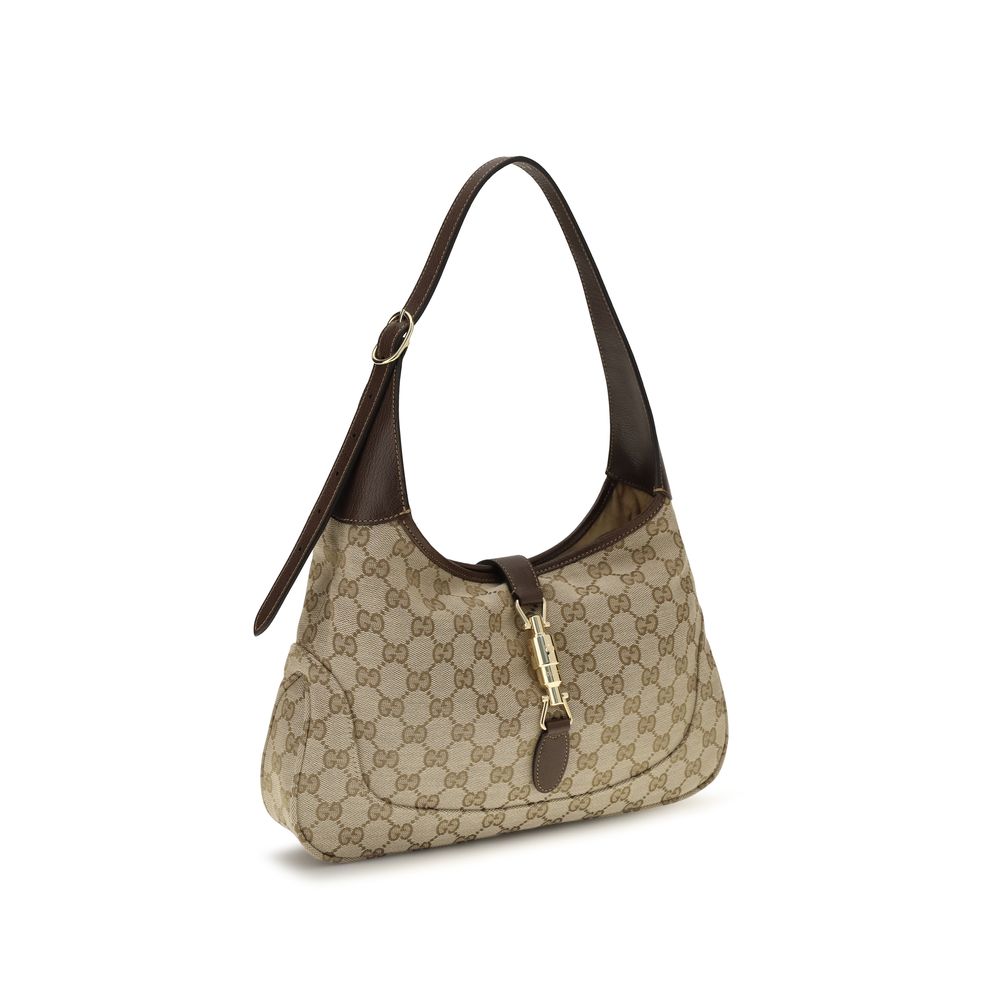 Beige Stoff-Schultertasche