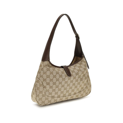 Beige Stoff-Schultertasche