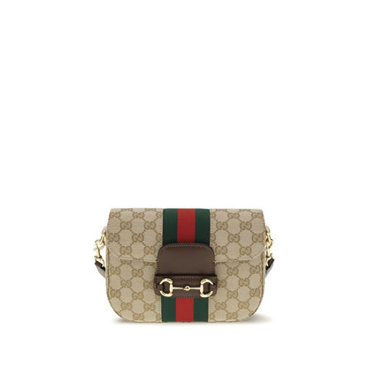 Beige Stoff-Schultertasche
