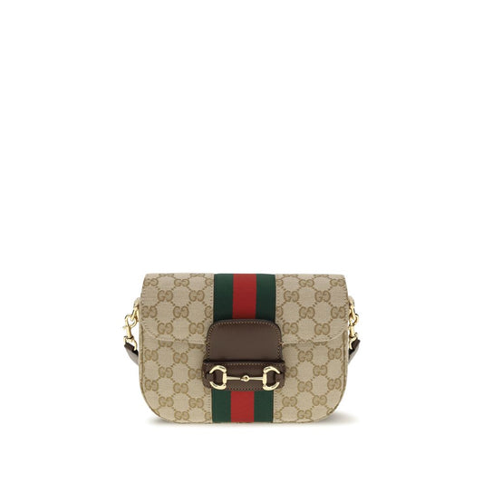 Beige Stoff-Schultertasche