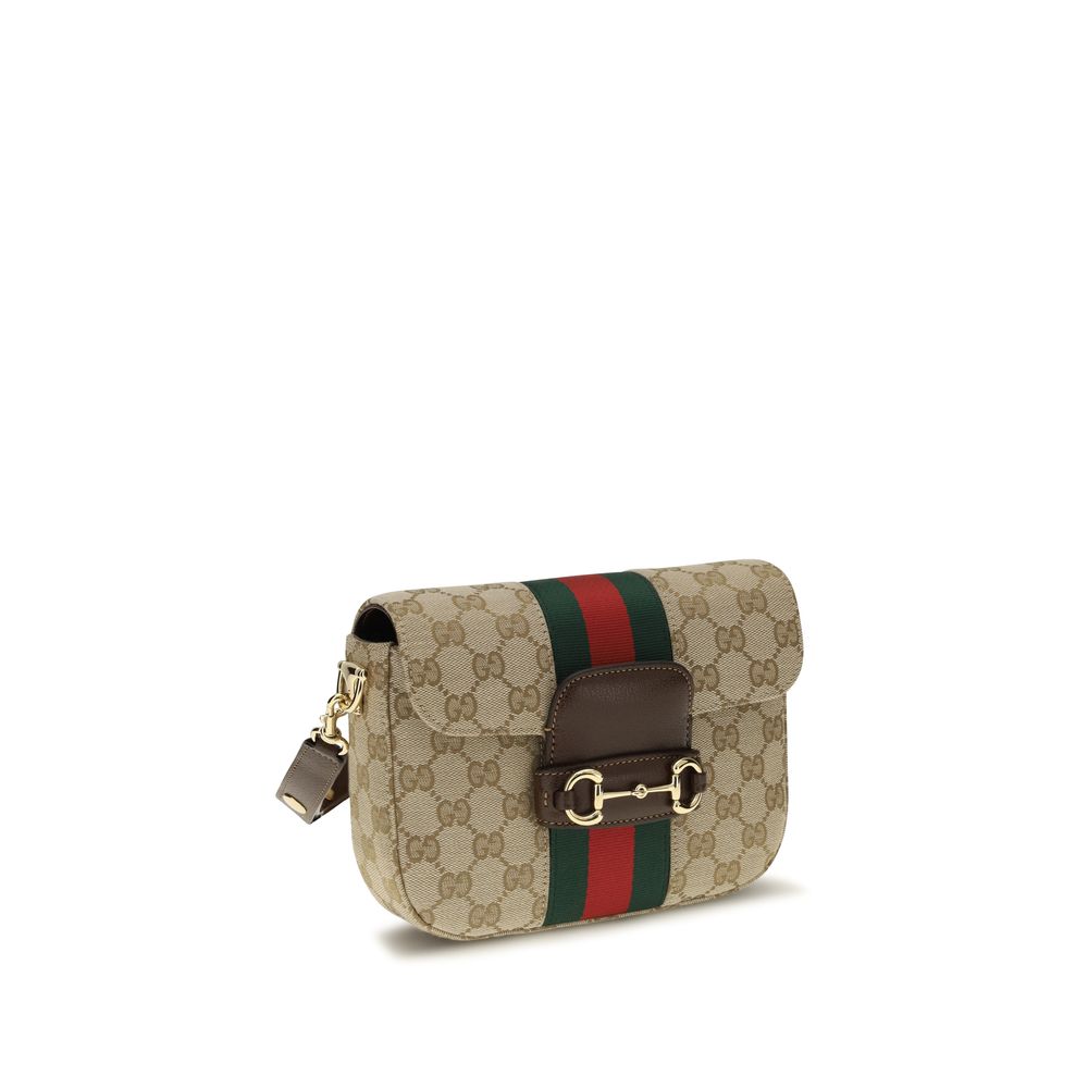 Beige Stoff-Schultertasche