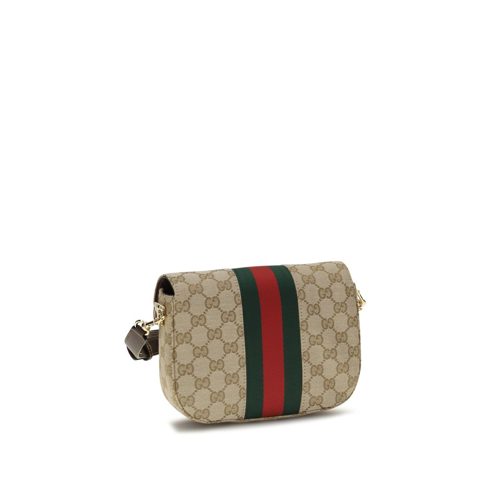 Beige Stoff-Schultertasche