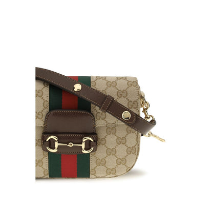 Beige Stoff-Schultertasche