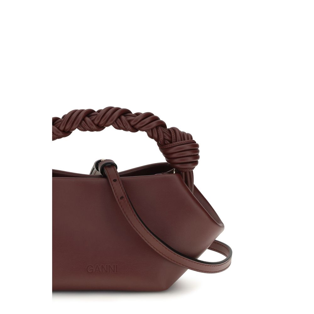Schultertasche aus recyceltem Leder in Bordeaux