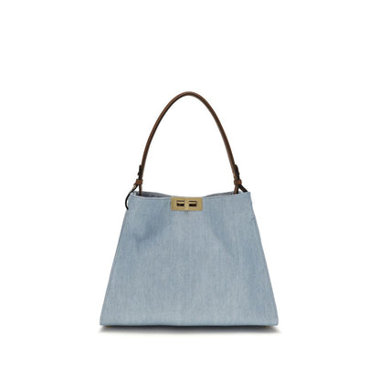 Schultertasche aus blauem Kalbsleder Bos Taurus
