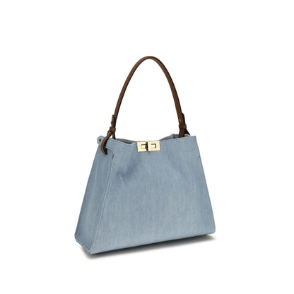 Schultertasche aus blauem Kalbsleder Bos Taurus