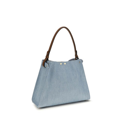 Schultertasche aus blauem Kalbsleder Bos Taurus