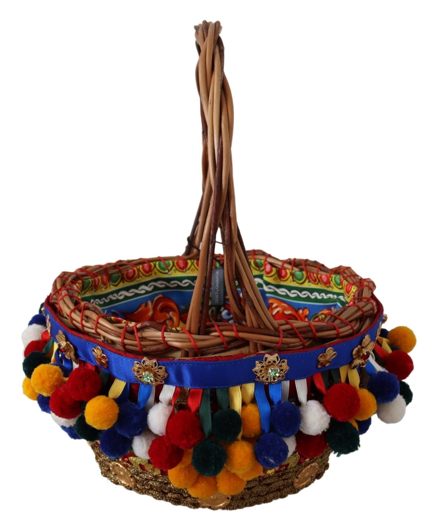 Dolce & Gabbana Multicolor Baumwolle Agnese Korb Tragetasche – Handgefertigte Eleganz