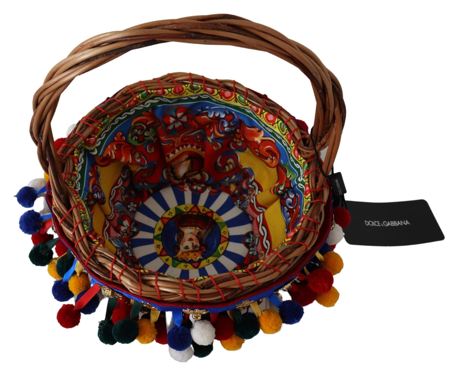 Dolce & Gabbana Multicolor Baumwolle Agnese Korb Tragetasche – Handgefertigte Eleganz