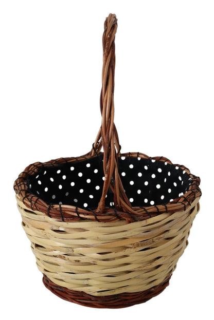 Dolce & Gabbana Beiger Holz Weide Rattan Korb Tragetasche – Handgefertigter Luxus