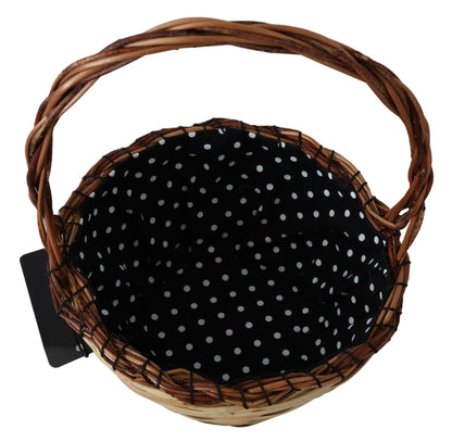 Dolce & Gabbana Beiger Holz Weide Rattan Korb Tragetasche – Handgefertigter Luxus