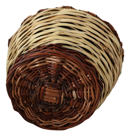 Dolce & Gabbana Beiger Holz Weide Rattan Korb Tragetasche – Handgefertigter Luxus