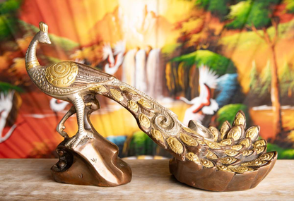 Mayura Pfau Statue aus Messing - 17 cm / 2,8 kg