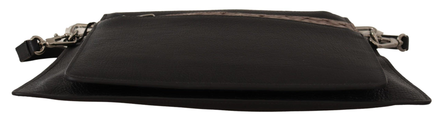 Dolce & Gabbana Schwarzes Exotenleder Schulterriemen Alta Sartoria Tasche – Luxuriöse Designer Umhängetasche