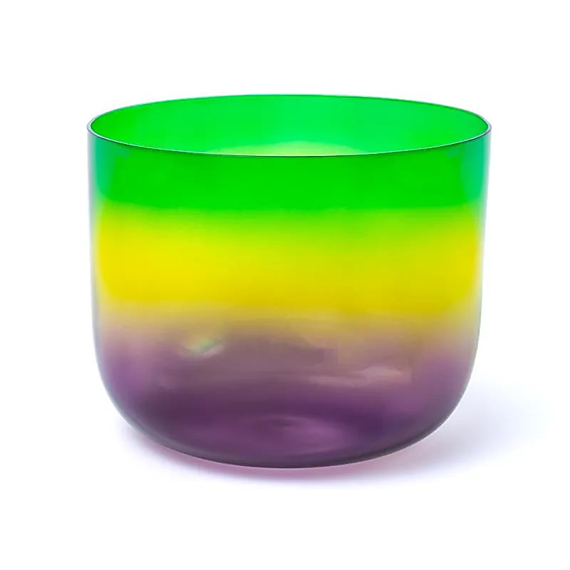 Kristallklangschale klar Regenbogen F-Ton 432 hz + Tasche -- 20cm