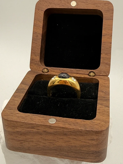 Vintage Gypsy Ring 750 Gold – Sapphire Cabochon &amp; Diamonds