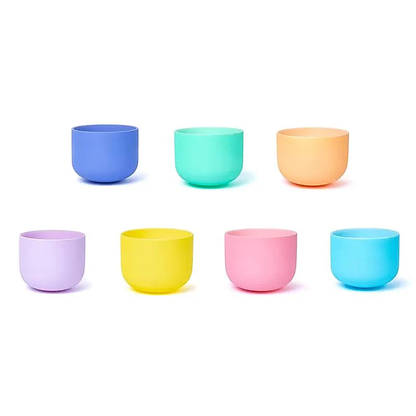 SET 7 Kristallklangschalen Macaron Design 432 hz + 2 Beutel -- 20-35cm