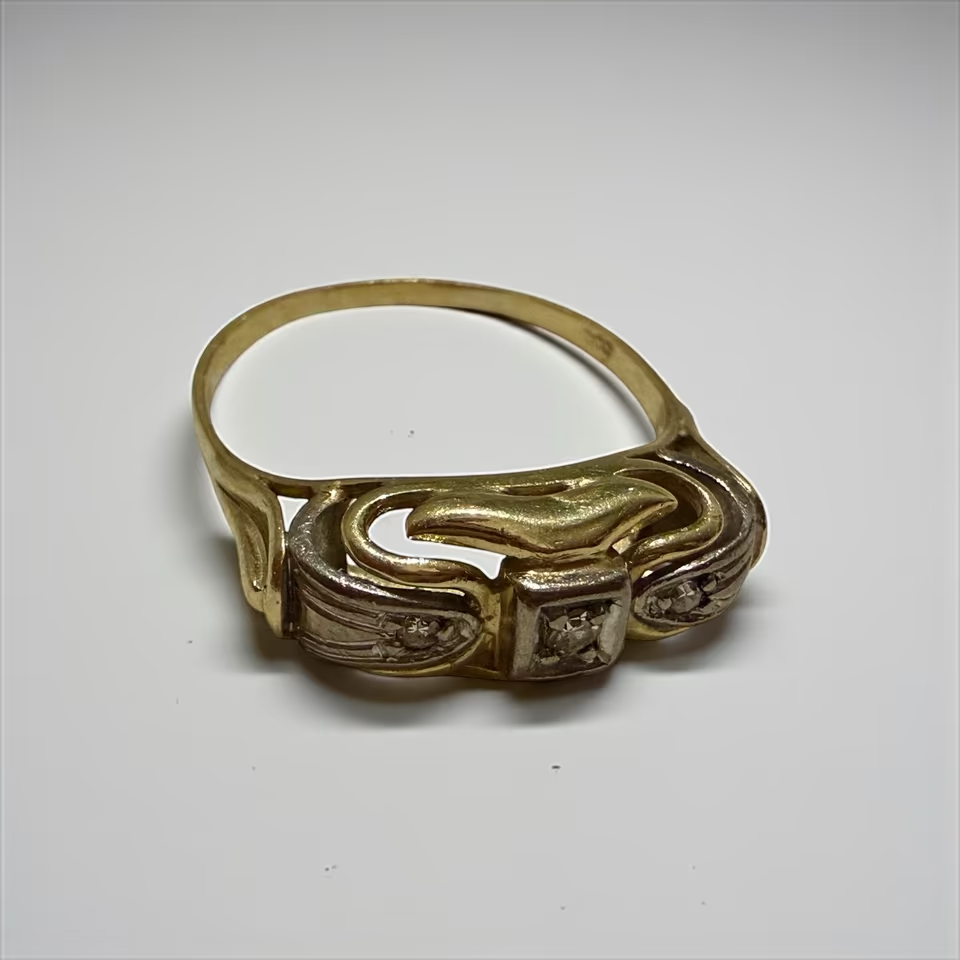 585er Goldring mit Diamanten – Vintage Schmuckstück