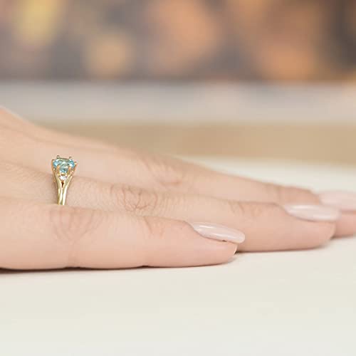 MARKO 0.50ct Topaz & Diamond Engagement Ring in 14ct Gold with Elegant Ring Box