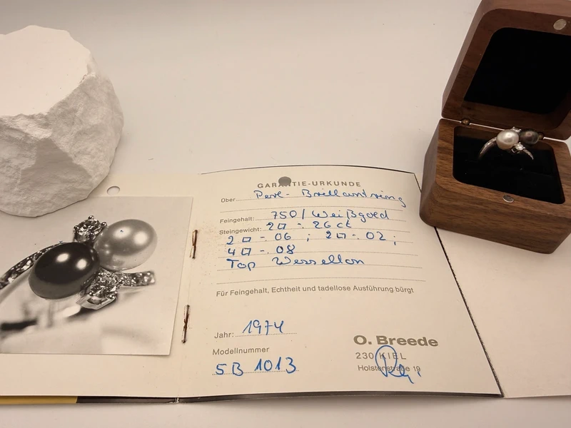 Exquisiter Toi et Moi Ring 750 Weißgold – Diamanten, Tahiti & Akoya Perlen