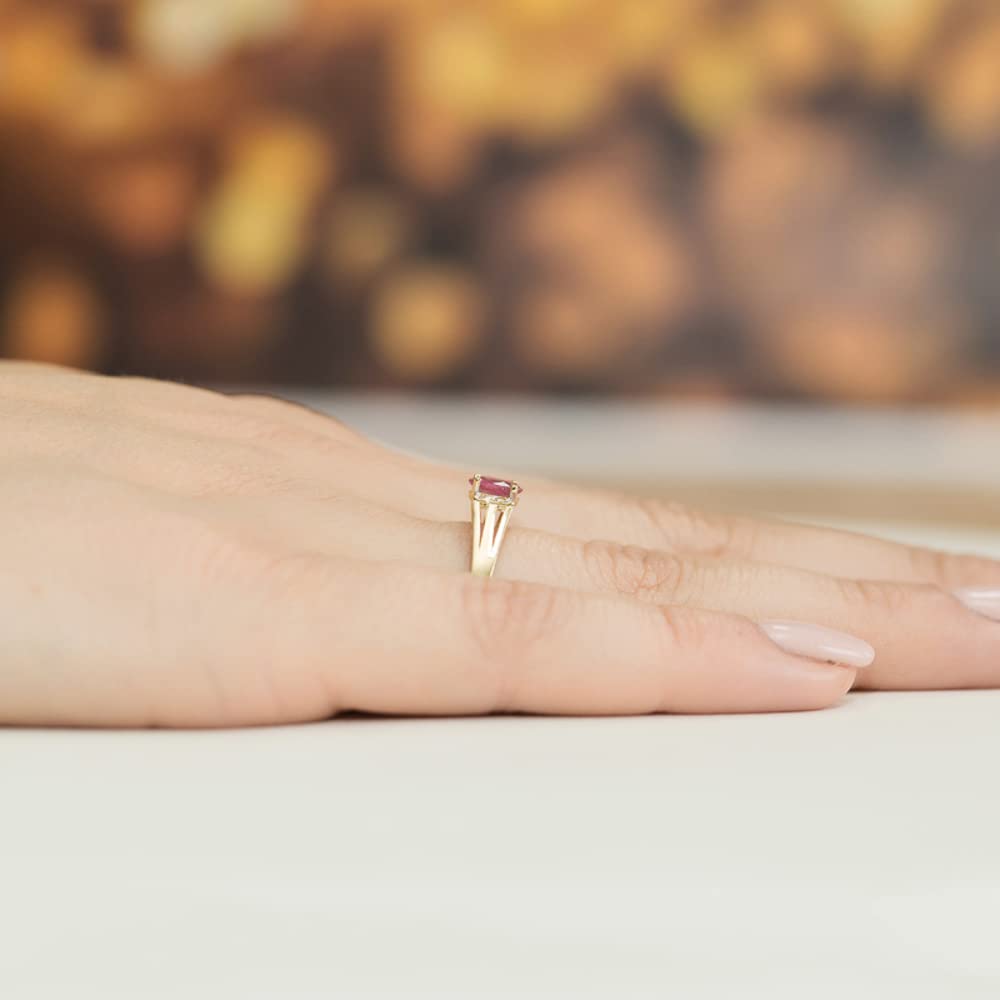 MARKO Gold Ring with Topaz 0.50 Ct and Diamonds 0.05 Ct | Ring Made of 14 K 585 | Engagement Ring | Ring for Women