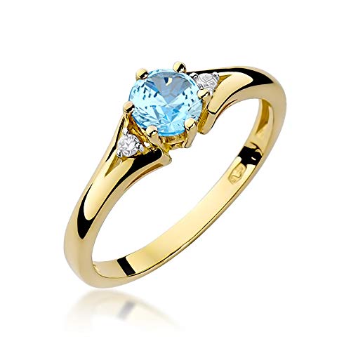 MARKO 0.50ct Topaz & Diamond Engagement Ring in 14ct Gold with Elegant Ring Box