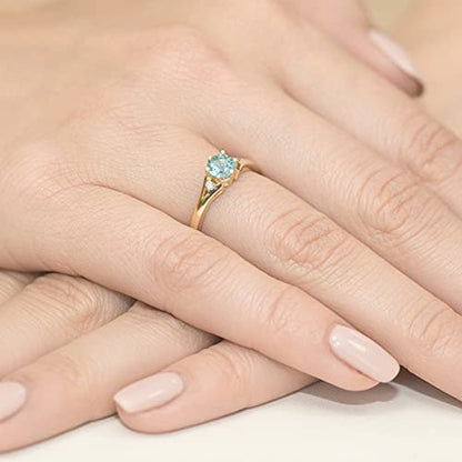 MARKO 0.50ct Topaz & Diamond Engagement Ring in 14ct Gold with Elegant Ring Box