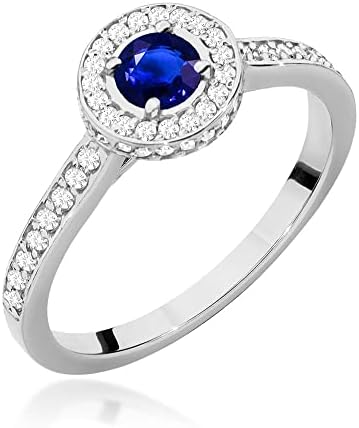 Women's Ring 585 14k Gold Genuine Gemstone Diamonds Diamonds