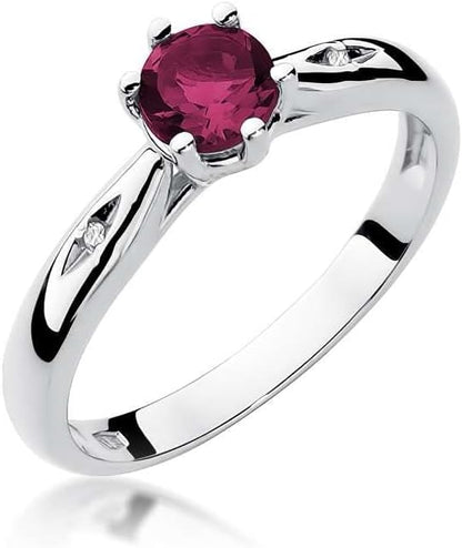 Women's Ring 585 14k Gold Genuine Gemstone Diamonds Diamonds