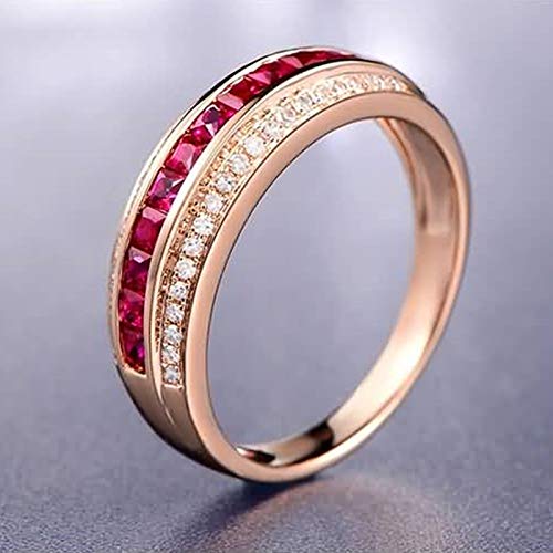 Wedding Rings 18 Carat Diamond Real Band Ring with Ruby 0.86 Carat Engagement Rings Wedding Ring for Women