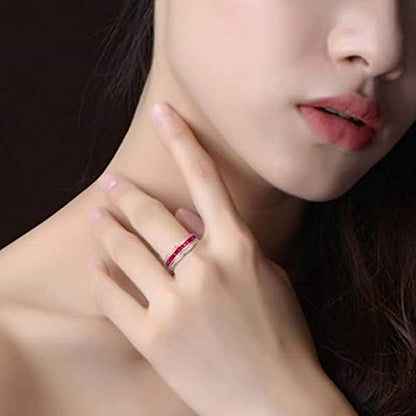 Wedding Rings 18 Carat Diamond Real Band Ring with Ruby 0.86 Carat Engagement Rings Wedding Ring for Women