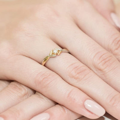 MARKO Yellow Gold Classic Engagement Ring Made of Gold with 0.10 Carat Diamonds | 14 Carat Gold (585) | Gold Ring with Box | Gold Ring for Women