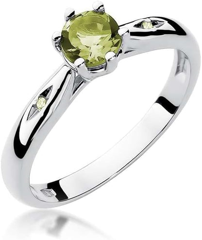 Women's Ring 585 14k Gold Genuine Gemstone Diamonds Diamonds