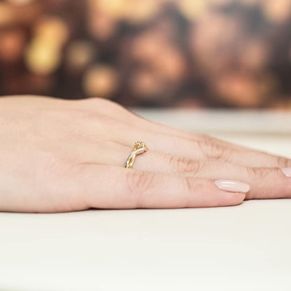 MARKO Yellow Gold Classic Engagement Ring Made of Gold with 0.10 Carat Diamonds | 14 Carat Gold (585) | Gold Ring with Box | Gold Ring for Women