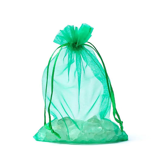 Handgefertigte Organza gift bag green