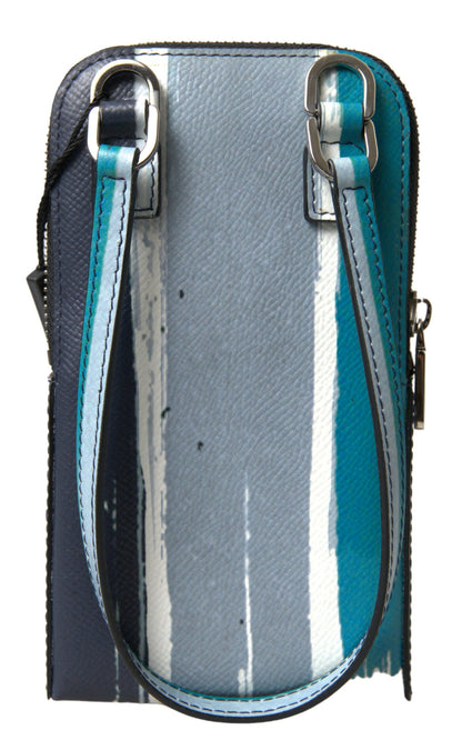 Dolce & Gabbana Blau Leder Geldbörse Crossbody Sling Phone Bag Unisex – Luxus für Jedes Outfit