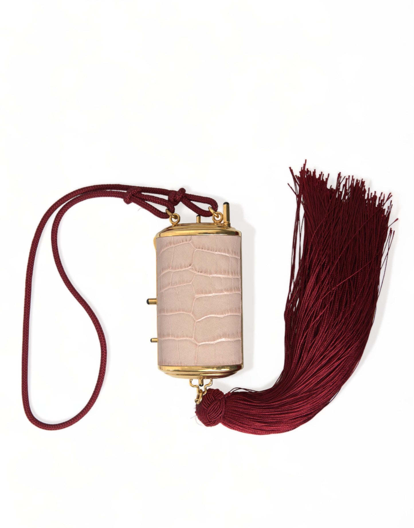 Dolce & Gabbana Rosa Exotisches Leder Mini-Spiegel Quaste Makeup Tasche - Exklusives Accessoire für Damen