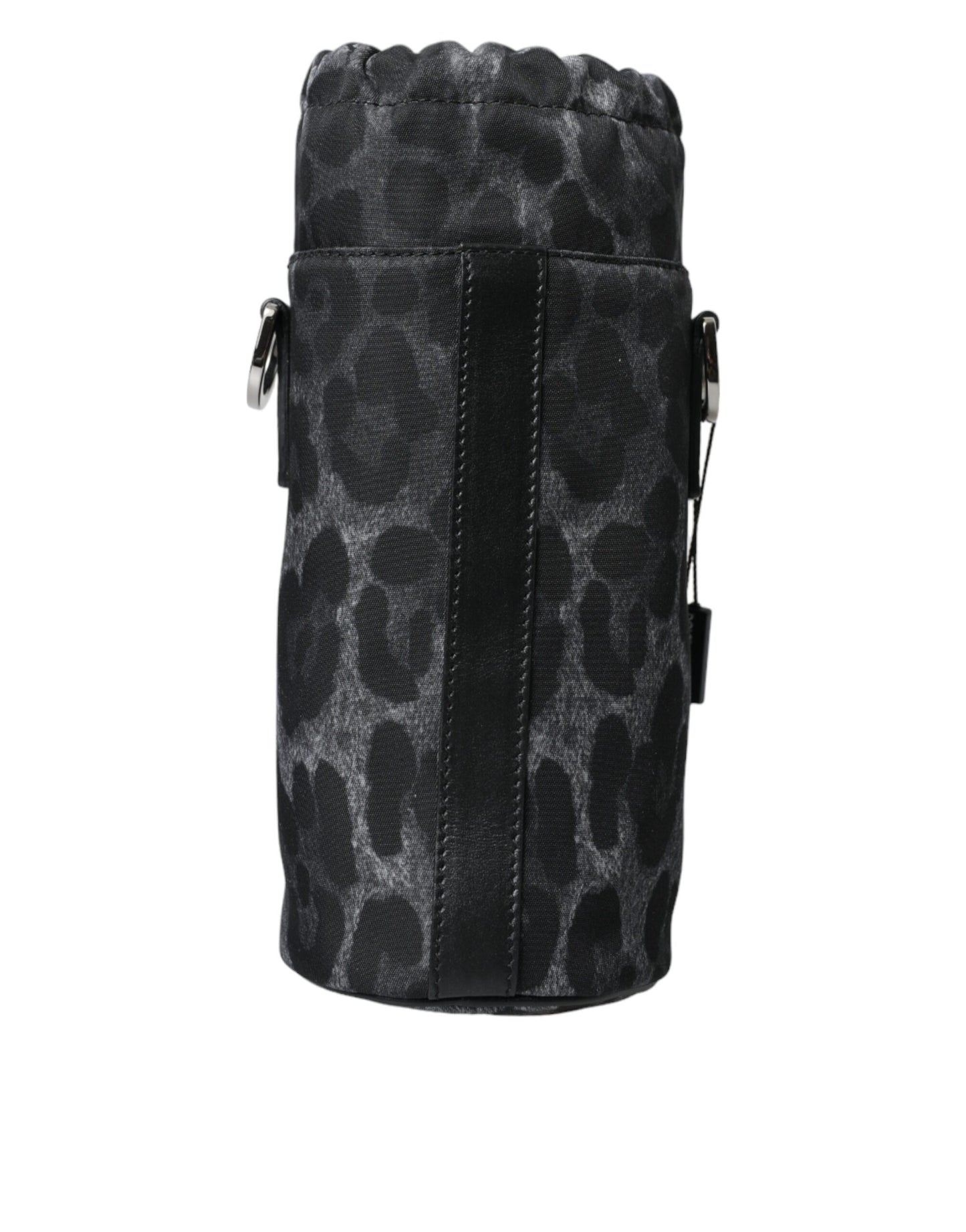 Dolce & Gabbana Schwarzer Leopard Runde Schlanke Tote Flaschenhaltertasche – Elegante Designer Accessoire