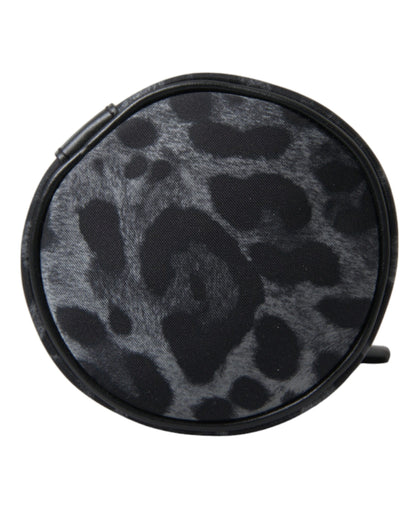 Dolce & Gabbana Schwarzer Leopard Runde Schlanke Tote Flaschenhaltertasche – Elegante Designer Accessoire