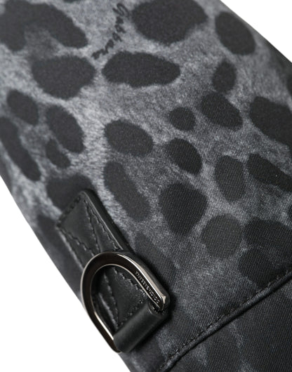Dolce & Gabbana Schwarzer Leopard Runde Schlanke Tote Flaschenhaltertasche – Elegante Designer Accessoire