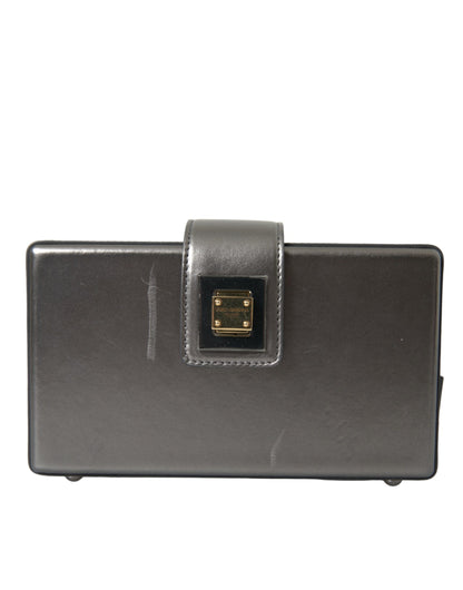 Dolce & Gabbana Metallisch Graue DG BOX Umhängetasche aus Kalbsleder