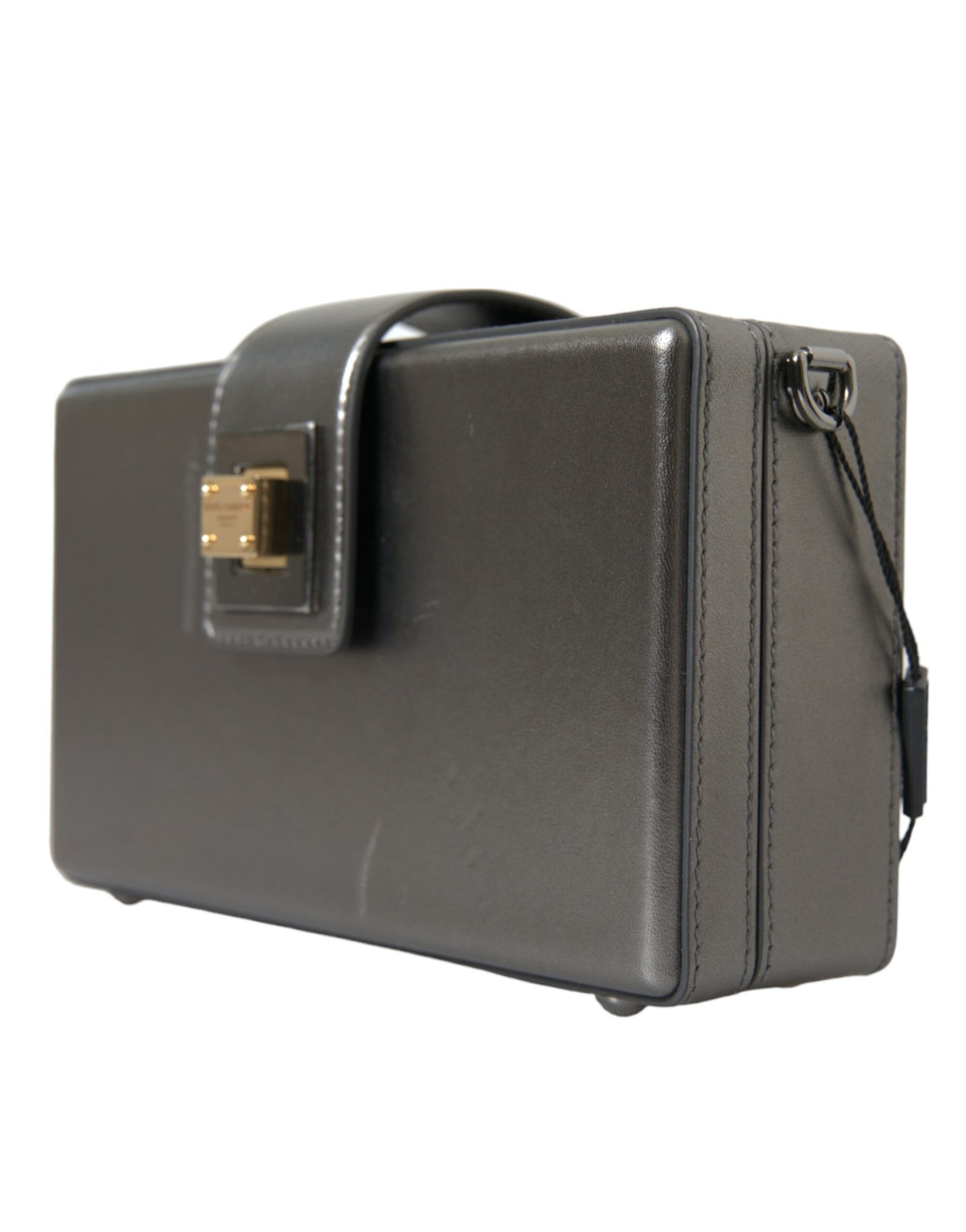Dolce & Gabbana Metallisch Graue DG BOX Umhängetasche aus Kalbsleder