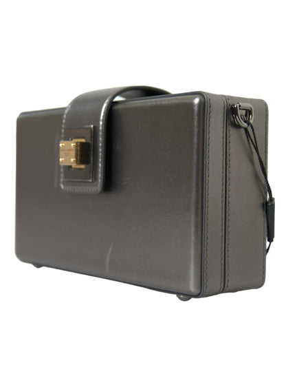 Dolce & Gabbana Metallisch Graue DG BOX Umhängetasche aus Kalbsleder