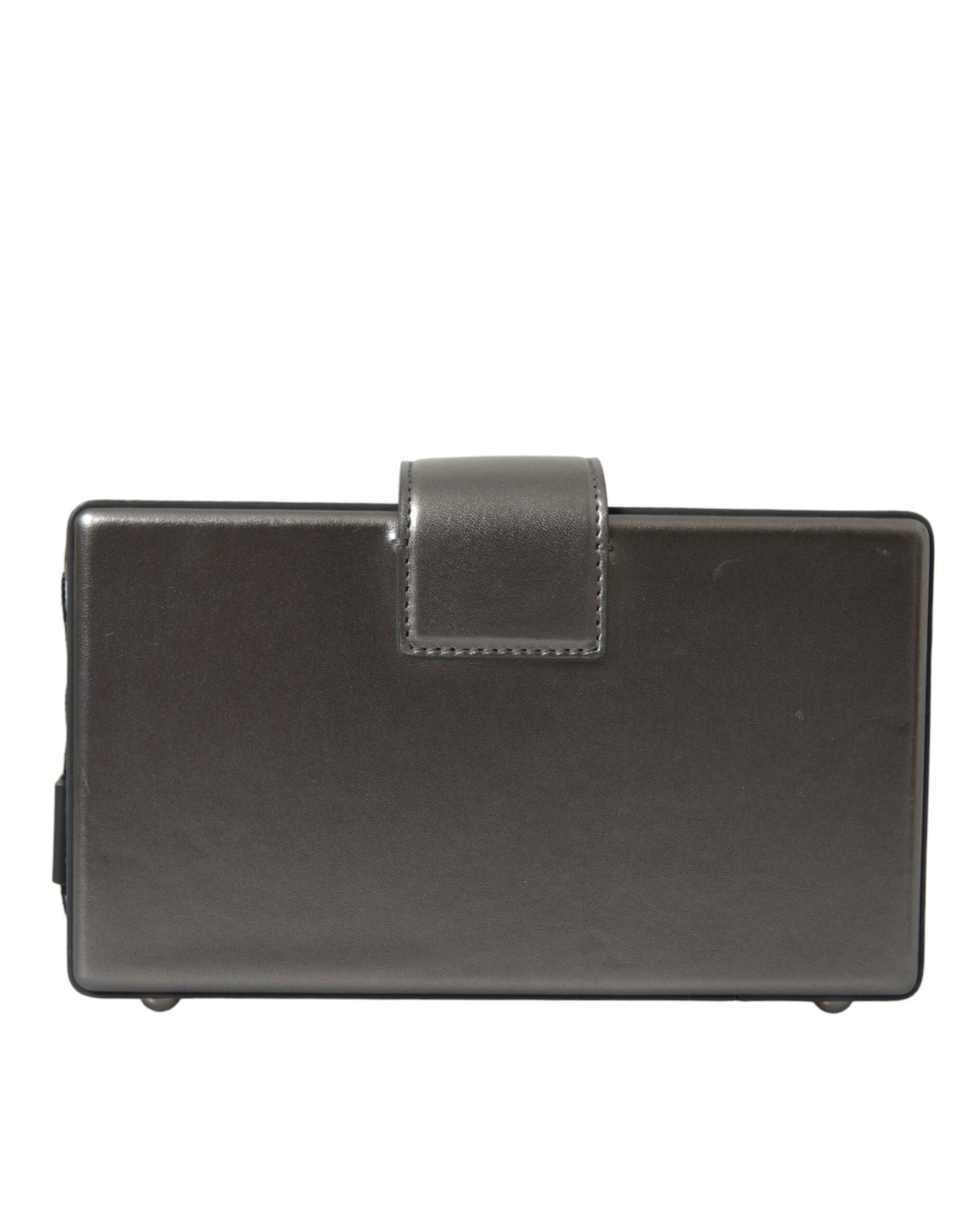 Dolce & Gabbana Metallisch Graue DG BOX Umhängetasche aus Kalbsleder