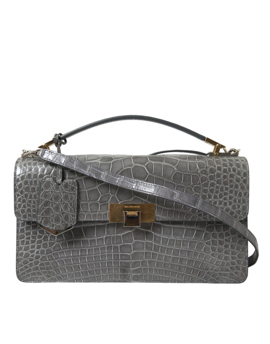Balenciaga Graue Exotenleder Handtasche Medium – Elegante Schultertasche für Damen