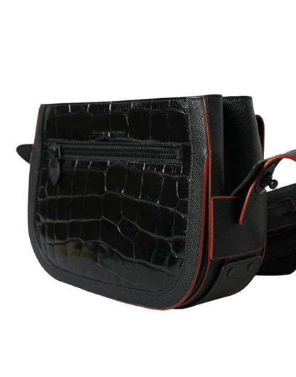 Balenciaga Schwarze Exotenleder Schulter Crossbody Kameratasche – Luxus für Damen
