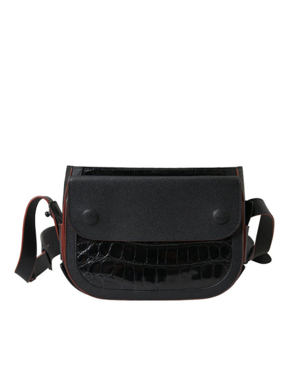 Balenciaga Schwarze Exotenleder Schulter Crossbody Kameratasche – Luxus für Damen