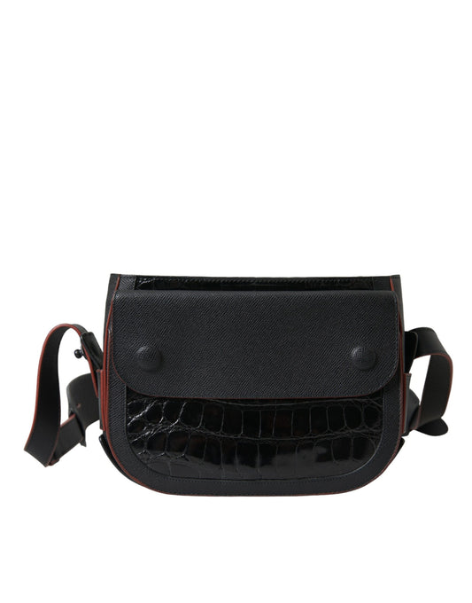 Balenciaga Schwarze Exotenleder Schulter Crossbody Kameratasche – Luxus für Damen